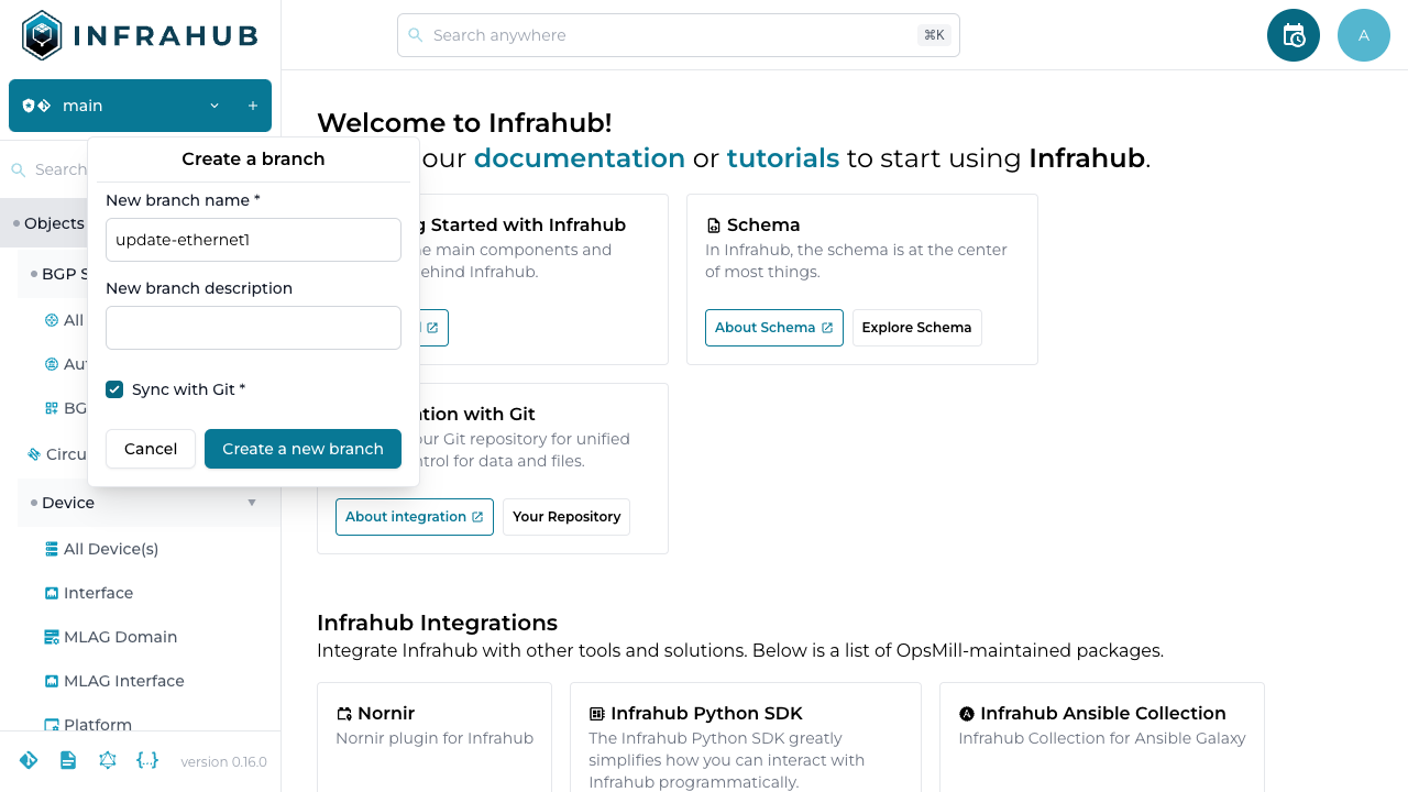 Create a new branch (not with Data Only)